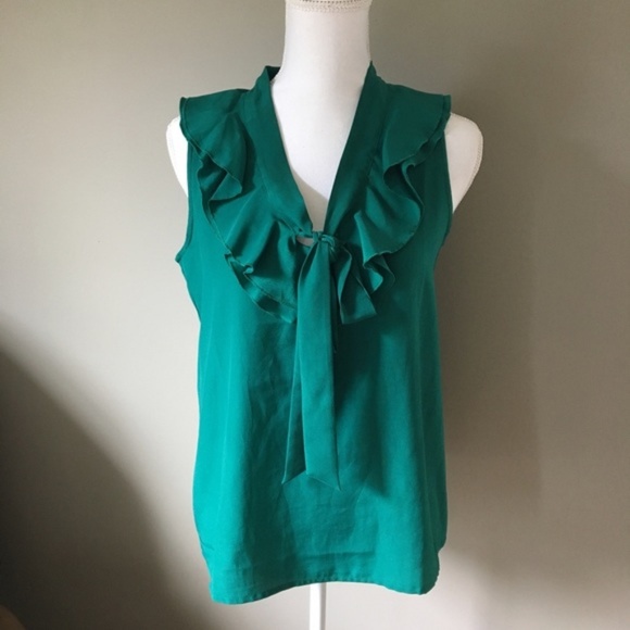 LOFT Tops - LOFT Teal ruffle tank